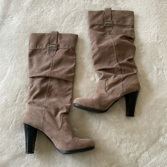 Zara suede slouchy fall heeled boots - Picture 2 of 8